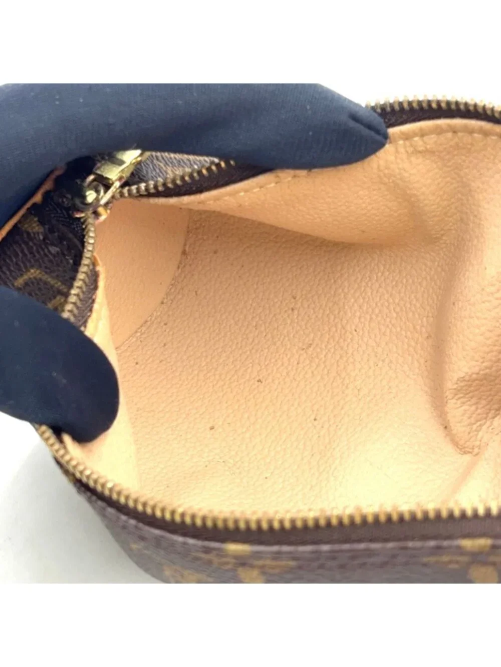 Louis Vuitton Trousse Monogram Leather Brown Pouch Gold